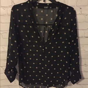 Sheer black blouse w/stars